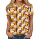 thumbnail image 2 of Fiudx Liquidación de Ofertas Flash Blusa de Manga Corta con Estampado de Moda para Mujer, Camiseta con Cuello Redondo, Tops Informales, 2 of 5