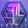 thumbnail image 2 of Casendy Gaming Floating Shelves with LED Light, Display Shelf for Bedroom, Lighted Bar Shelves, Extra Hanging Hooks Storage, Gaming Room Decor, Easy Assembly, White, 2 of 7