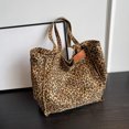 thumbnail image 5 of Bolso de mano de lona con estampado de leopardo, bolso de hombro de moda de gran capacidad para trabajo escolar, bolso Retro de compras, 5 of 5