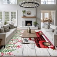thumbnail image 3 of 5'x7' Area Rugs for Living Room Bedroom, Valentine's Day Washable Rug Carpet Runner Indoor Outdoor, Red Plaid Truck Roses Love Leaves Wood Non Slip Floor Mats Area Rug for Kitchen, Nursery, 3 of 8