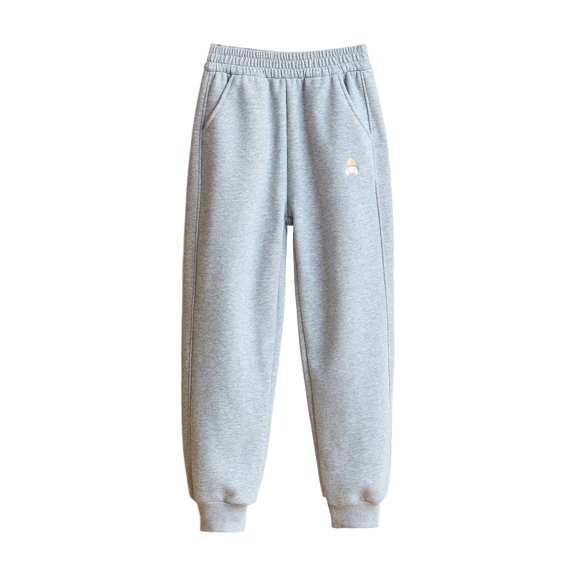 SGMVNU Sweatpants for Girl Eembroidered Long Trousers Casual Elastic High Waist Joggers Pants Youth Athletic Sweat Pants with Pockets(Size 9-10 Years, Light Gray)