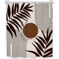 thumbnail image 5 of Extra Long Mid Century Modern Shower Curtain Brown Boho Shower Curtain Abstract Leaves Shower Curtain Set 72Wx84H Minimalist Geometric Bath Curtain Aesthetic Bathroom Accessories Home Decor, 5 of 5