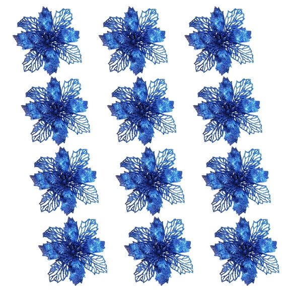 Christmas Clearance! Avtoify 12PC Christmas Decorations Christmas Tree Snow Decorative Flowers Holiday Gifts for Christmas Winter Home Party Blue