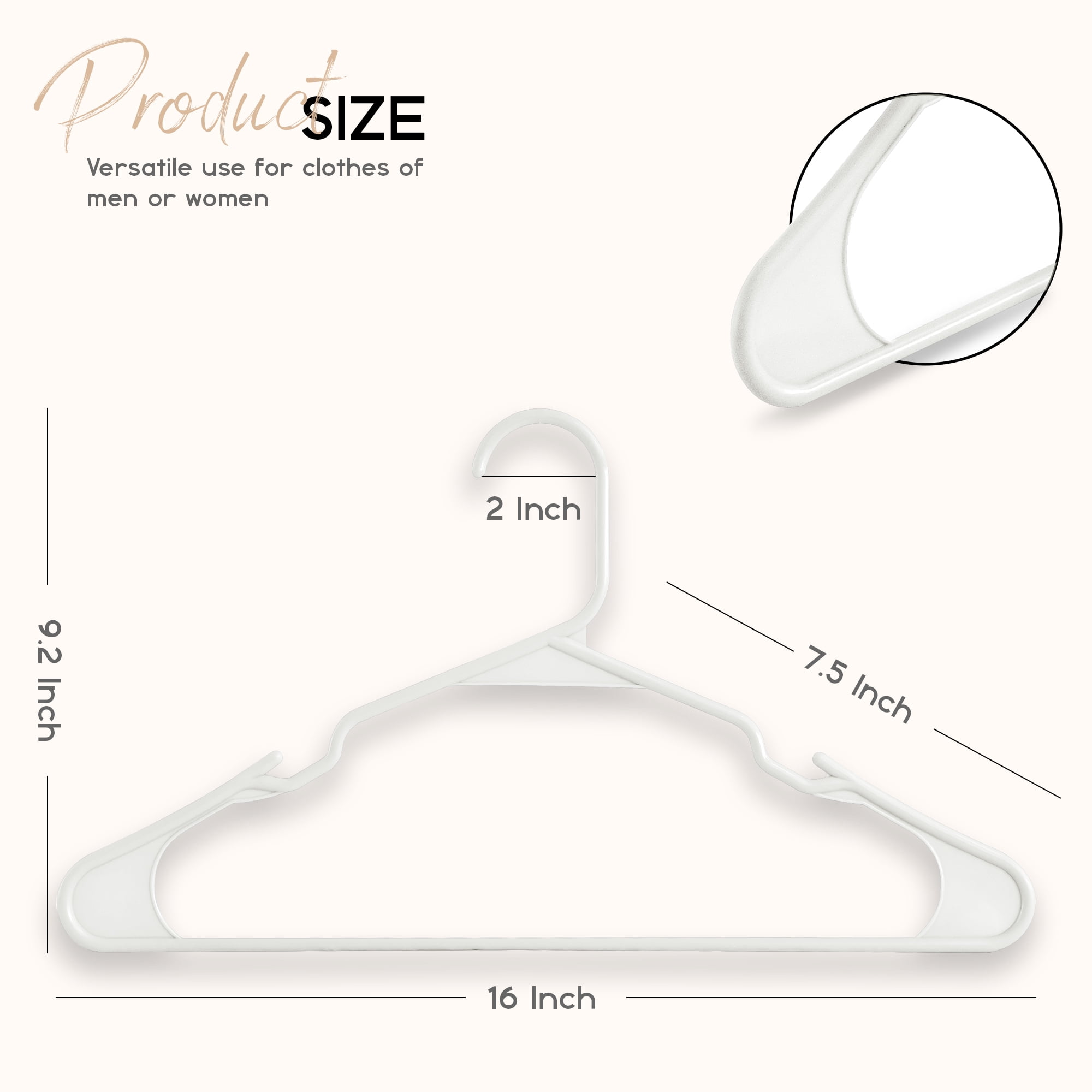 Lux Decor Collection White Plastic Hangers 50 Pack - Space-Saving Design, Perfect for Everyday Use