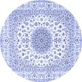thumbnail image 1 of Ahgly Company Machine Washable Indoor Round Medallion Blue Traditional Area Rugs, 4' Round, 1 of 4