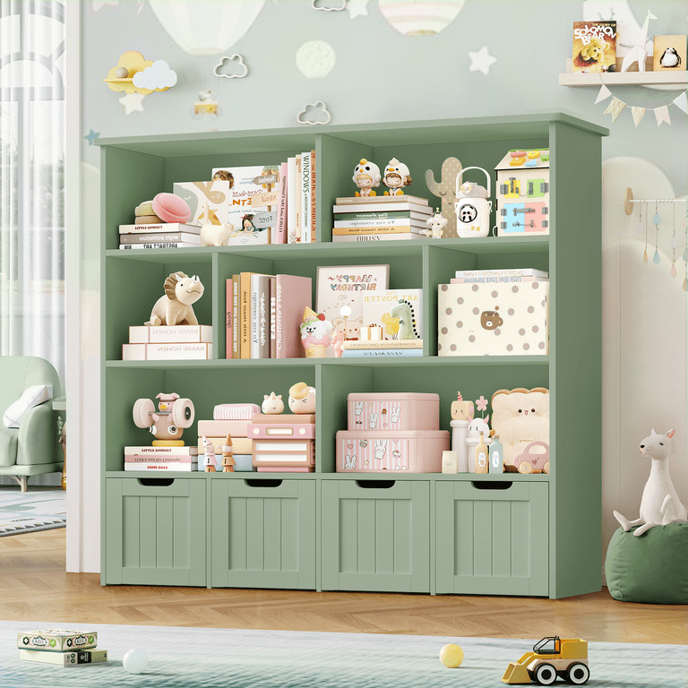 Homfa 7 Cube Toy Storage Organizer Kids Bookcase with 4 Drawers