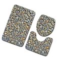 thumbnail image 3 of 3pcs/1 Set Carpet Bathroom 3D Stone Printing Non-Slip Bath Mat Doormats Decor Toilet Seat Cover Rug, 3 of 5