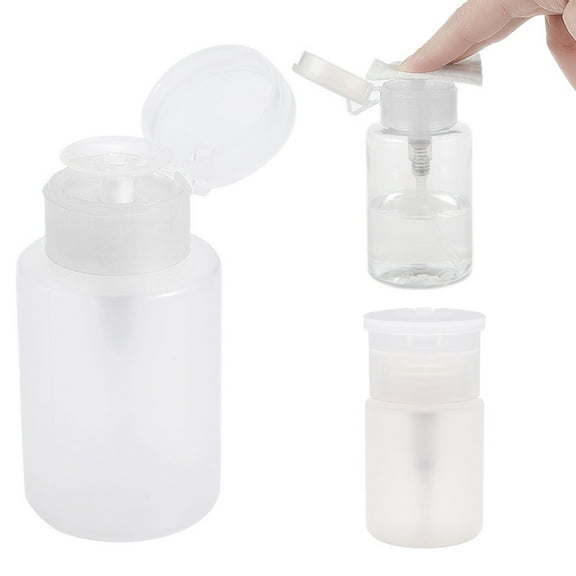 60Ml Pump Dispenser Bottle Nail Polish Remover Cleaner Dispenser Nail Enhancement Tool Plastic Liquid Container with Flip Cover Empty Travel Container for Makeup Lotion