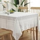 thumbnail image 2 of Monstrate Mantel blanco elegante con extremos de encaje, decoraciones para banquetes, fácil de cuidar, escritorio Cubiertas para muebles de jardín blanco 150*220CM, 2 of 6
