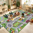 thumbnail image 5 of ORGOWEL Kids Carpet Playmat Area Rug Car Mat Play Rug for Playroom Educational Car Mat Machine Washable Non-Slip Kids Rug for Bedroom, Living Room,78.7"x118",Green, 5 of 11