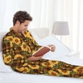 thumbnail image 6 of Naloa Yellow Black Plaid Sunflower Men’s Pajamas Set - Long Sleeve Button Down Sleep Shirt and Pajama Bottoms Sleepwear Set-Large, 6 of 7