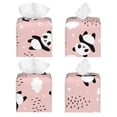 thumbnail image 2 of KLL Panda Print Tissue Box Cover,Leather Tissue Holder Square Facial Tissue Case Facial Paper Organizer Dispenser for Bathroom, Vanity Countertop, 2 of 7
