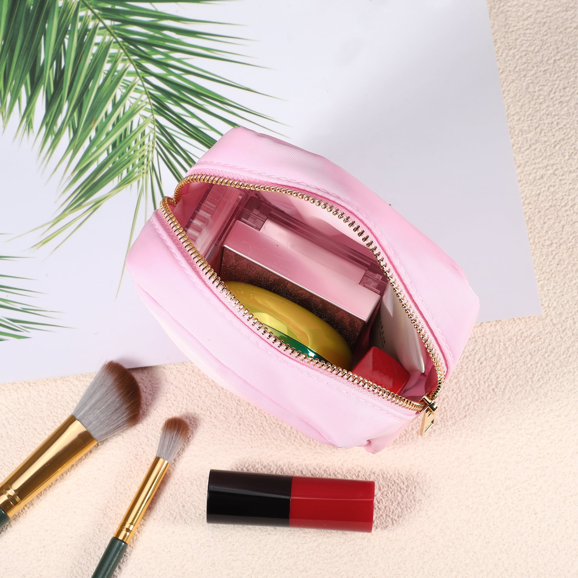 Unique Bargains Women Waterproof Makeup Bag for Business Travel Vacation Gym Light Pink
