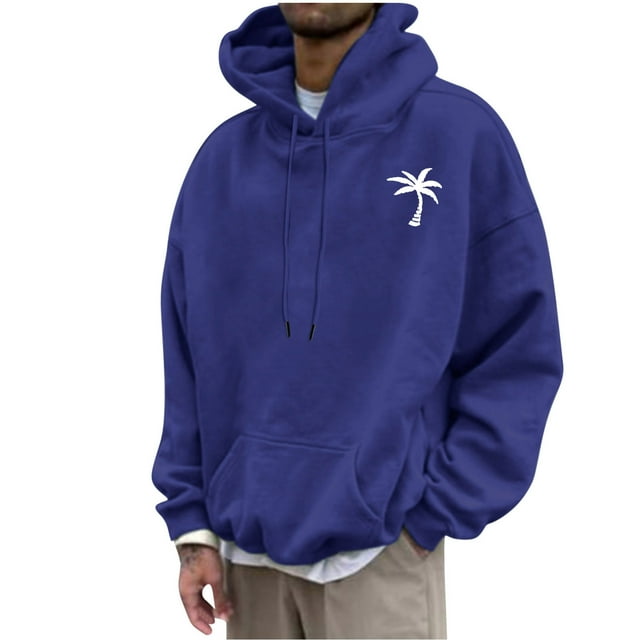 QIPOPIQ Men's Graphic Print Long Sleeve Drawstring Hoodie Pullover Sweatshirt Clearance
