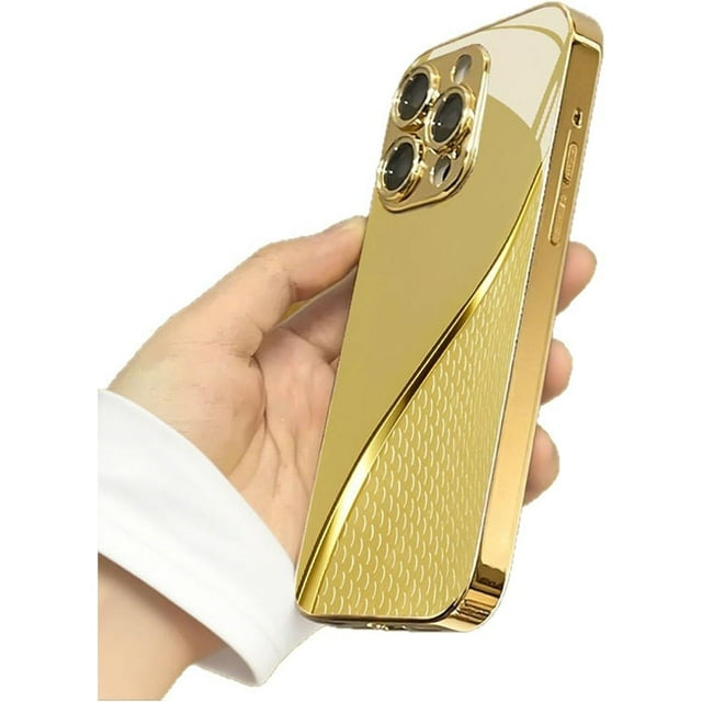 Curranet Étui Rigide Motif Échelle Dorée pour iPhone, Plaqué Or, pour iPhone 17/16/15/14/13pro Max (Or, 12 Pro)