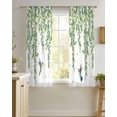 thumbnail image 4 of Spring Botanical Sheer Curtains 45 Inch Length 2 Panels Set for Living Room/Bedroom, Watercolor Leaves Flowers Birds Country Kitchen Curtains Grommet Semi-Sheer Curtains Window Treatments 42"x45"x2, 4 of 7