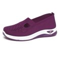 thumbnail image 5 of Women's New Large Size Casual Mesh Slip-on Women's Shoes Soft Sole Breathable Fashion Mother Shoes Purple qILAKOG Size 6, 5 of 5