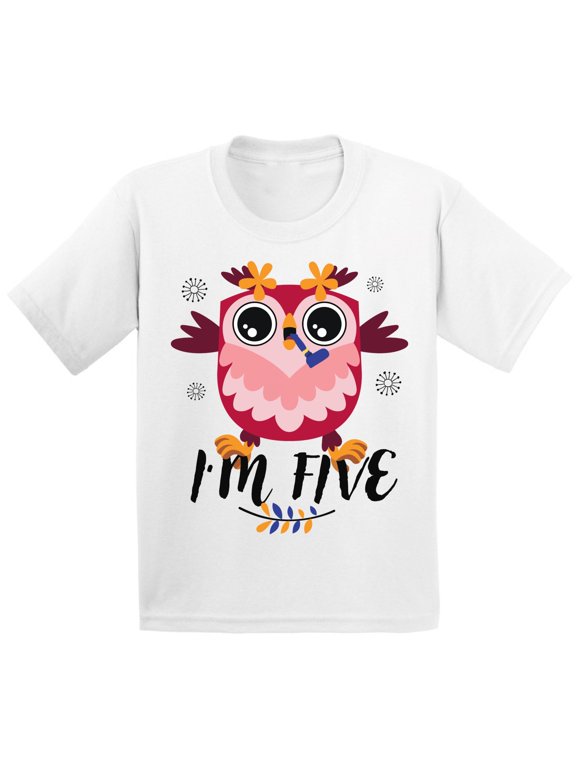 5 Years Old Kids Outfit Owl Five 2T Shirts 3T Clothes 5 Years Old Baby Boy Outfit Cute Owl I'm Five 4-5T Tshirt Toddler Shirts for 5 Years Old Baby Girl
