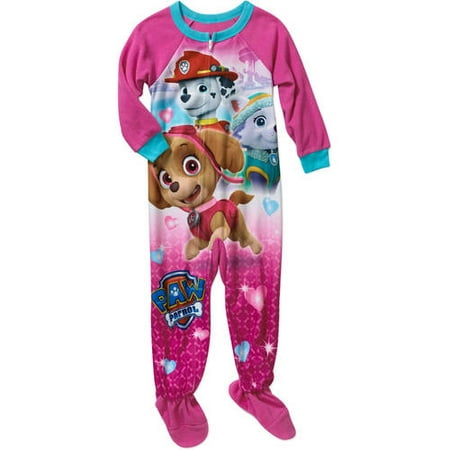 Paw Patrol Sky, Everest, and Marshall Little Girls Footed Blanket ...
