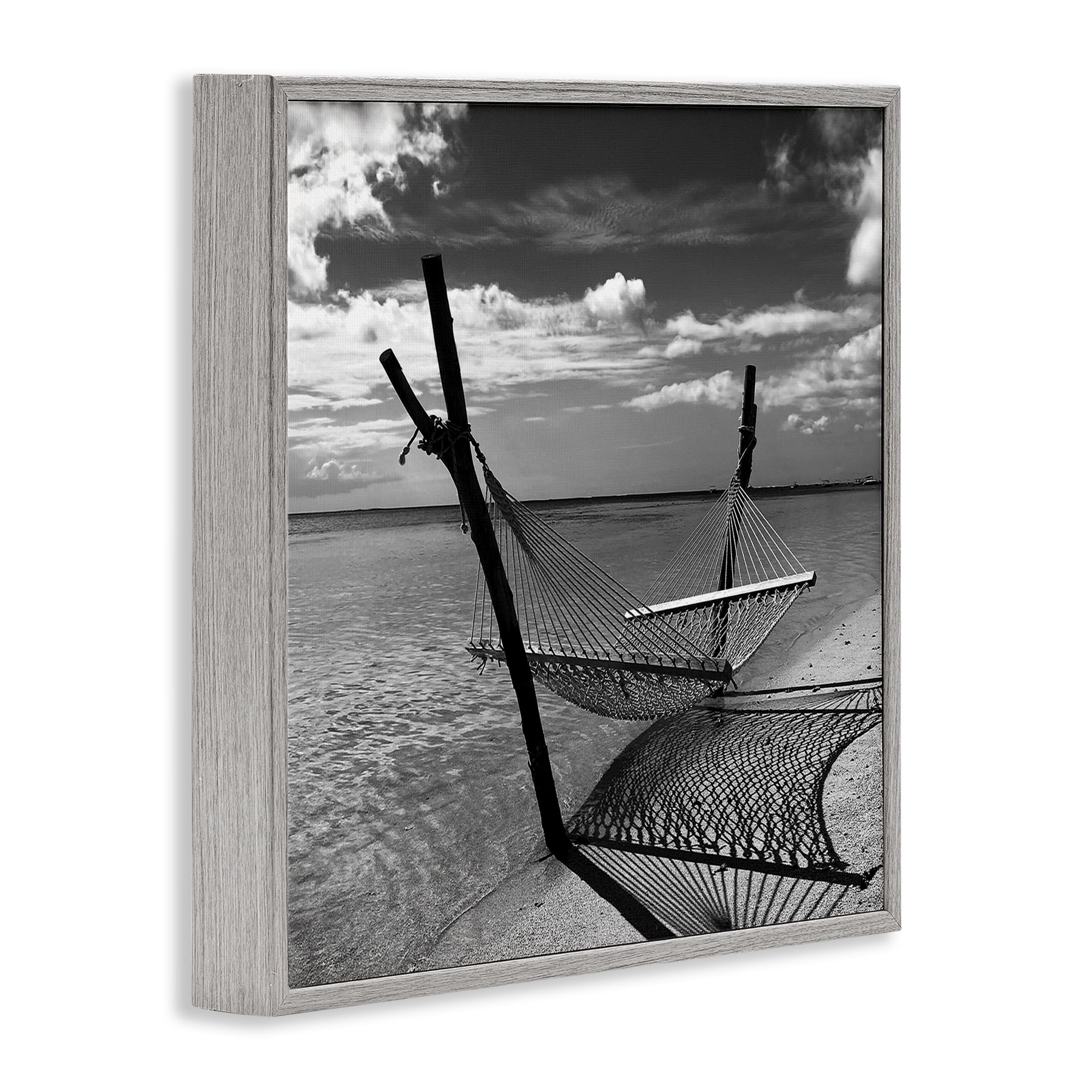 Stupell Industries Windward Beach Hammock Coastal Photography Gray Framed Art Print Wall Art, 24 x 24