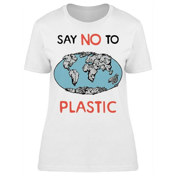 Doodle, Say No To Plastic T-Shirt Women -Image by Shutterstock, Female Medium