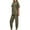 Olive Green, variant on WREESH Womens Fashion Two Piece Outfits Solid Color Sweatsuits Loose Side Zipper Short Sleeve Crewneck Sweatshirt Jogger Sweatpant Lounge Sets Olive Green