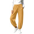 thumbnail image 5 of Resicozy Women's Tapered Joggers with Pockets High Waist Elastic Drawstring Sweatpants Ribbed Ankle Cuffs Casual Pants Yellow XL, 5 of 7