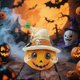 thumbnail image 2 of Adorno de resina de calabaza con forma de sombrero HWRETIE para ambiente festivo,calabaza decorativa de resina para festivales fantasmas,decoración festiva de temporada para el hogar y fiestas, 2 of 9