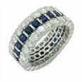 thumbnail image 4 of HeartsAndYou 4ct Natural Sapphire Diamond Wed Band 3 Row Eternity Style 14k SOLID White Gold, 4 of 9