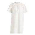 thumbnail image 2 of Free Assembly Women’s and Women's Plus Ruffle Neck Cotton Eyelet Mini Dress with Short Sleeves, Sizes XS-4X, 2 of 5