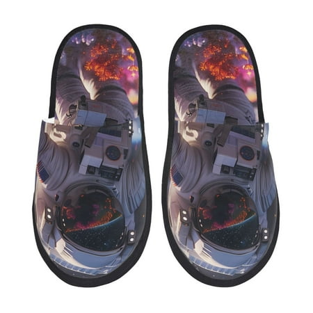 

Silkie Astronaut In Cosmic Garden Slippers for women and Men House Shoes for Unisex Indoor House Shoes-Large