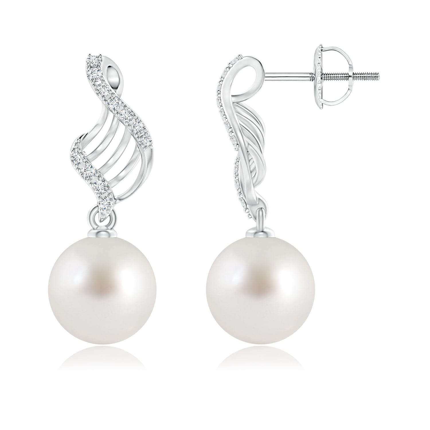 CHARMING PAIR OF 11-12MM SOUTH SEA GOLD INK PEARL EARRING 14K 