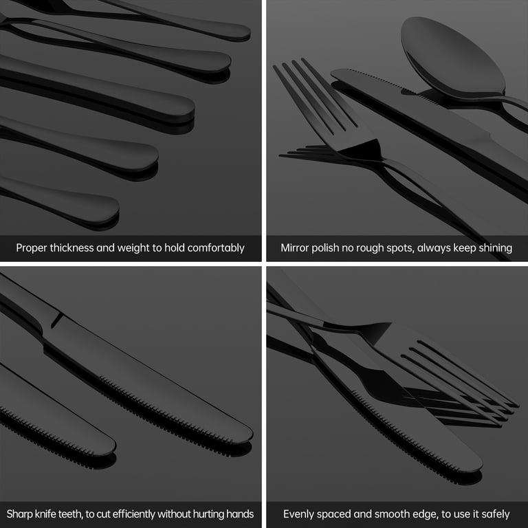 Oxford Silverware Set, 30 Piece Forged Flatware Premium Stainless Steel Service 6 Kitchen Home Wedding Party Mirror Polished Dishwasher Safe Matte Gol