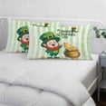 thumbnail image 3 of St. Patrick's Day Pillow Covers, Linen Long Throw Pillow Case, Green Gnomes Gold Coin Beer Shamrock Stripes Holiday Pillow Protector Decorative Cushion Cover for Living Room/Bedroom 20" x 26", 3 of 8