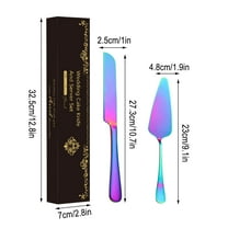 Stainless Steel Bread Knife Cake Knife Set | Thick Blades Rust-Resistant Ergonomic Handle | Cheese Pizza Spatula | Gift Box Packaging | Cutlery Duo | Easy Clean | Durable | Elegant