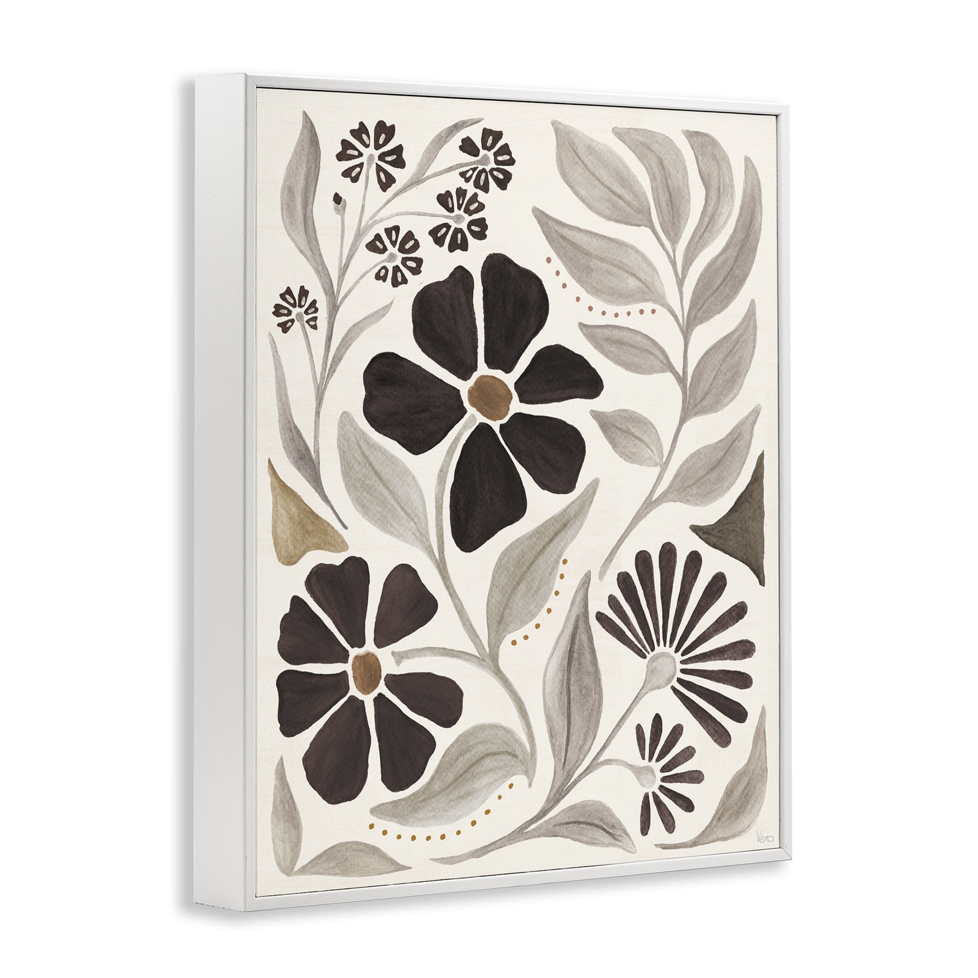 Stupell Industries Curving Boho Plants Botanical & Floral Painting White Framed Art Print Wall Art, 16 x 20