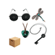 thumbnail image 1 of 4pz Coraline Collar Piedra Verde, llave, broche, gafas De Botón Belug Negro, 1 of 3