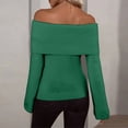 thumbnail image 5 of Women Long Sleeve Ribbed Knit Off Shoulder Sweater Fall Tops, 5 of 9