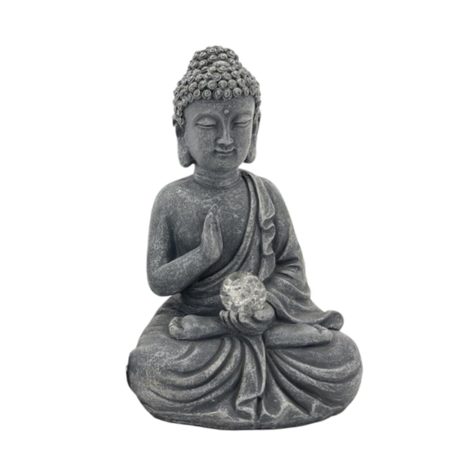 figatia Garden Solar Buddha Sculpture with Lamp Entrance Ornament for Courtyard Size S