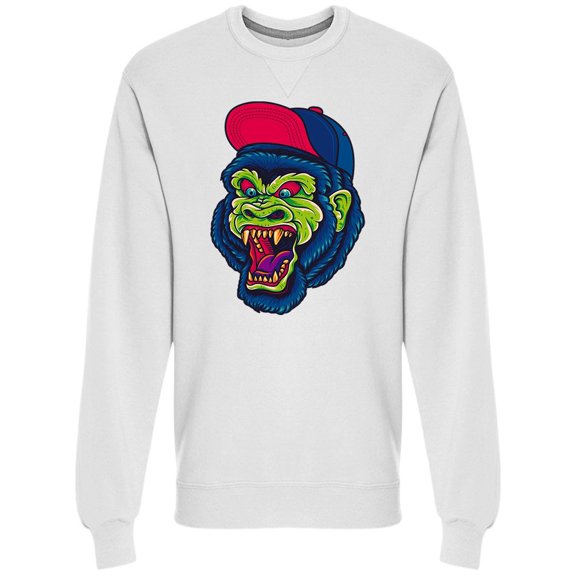 Old School Hipster Gorilla Head Sweatshirt Men -Image by Shutterstock, Male XX-Large