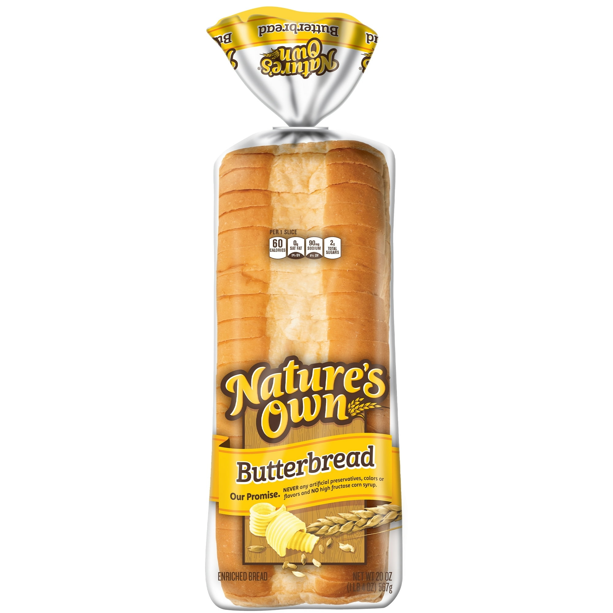 Nature's Own, Butterbread White Bread Loaf, 20 oz, Sliced