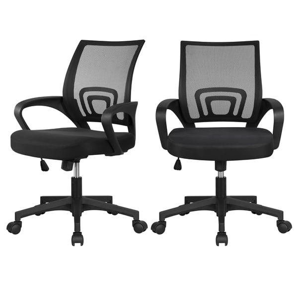 Set of 2 Swivel Swivel  Office Chair Rotatable with Armrests & Mesh Back 