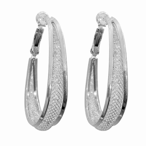 Pinza para el cabello sin orificio para la oreja, aretes de metal con incrustaciones de diamantes multicapa en forma de C, aretes colgantes para la oreja