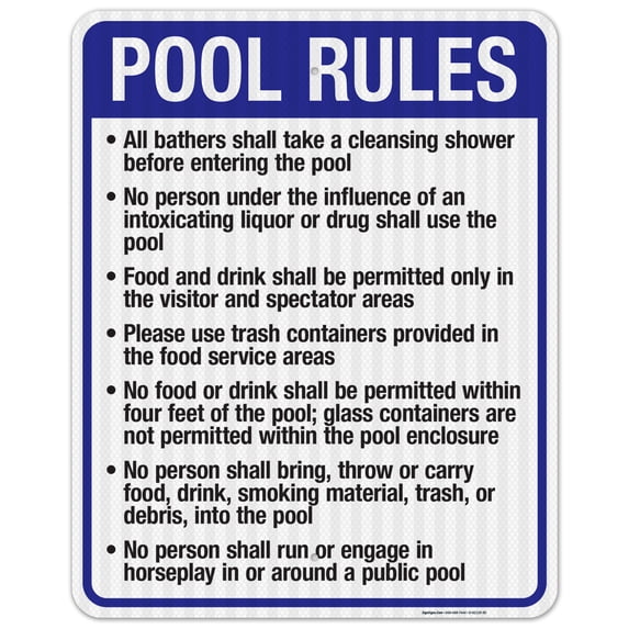 New Mexico Pool Rules Sign, Complies With State Of New Mexico Pool Safety Code, 24x30 Reflective Aluminum EGP
