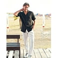 thumbnail image 4 of Coshow Men's Short Sleeeve Shirts Casual Button Down Linen Textured Shirt Summer Beach Shirts, 4 of 6