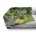 thumbnail image 3 of Garden Soft Flannel Fleece Throw Blanket, Japanese Park Style Recreational View with Pond Grass Stones and Trees Landscape Print, Cozy Plush for Indoor and Outdoor Use, 70" x 90", Green, by Ambesonne, 3 of 6