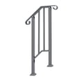Silver Galvanized Iron Single Step Outdoor Stair Handrail Weather ...