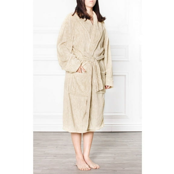 Women Plush Warm Soft Fleece Robe | Shawl Collar Luxurious Microfiber Lightweight Bath Spa Robe