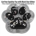 thumbnail image 3 of Cat Paw Squishy Toy with Black Star Glitter, 1 Piece, Transparent with Black Pads, for Kids and Adults, Relaxation Squeeze Toy, 3 of 3