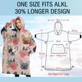 thumbnail image 4 of Oversized Wearable Blanket Hoodie,Pink French Bulldog Flowers Florals Sherpa Blanket Hoodie with Super Pockets,Super Warm Fuzzy Pullover for Women & Men, 4 of 6